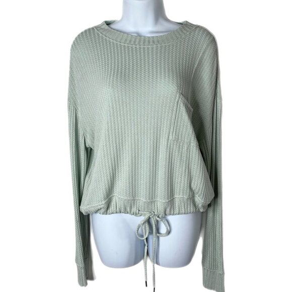 Chaser Women's Lomita Pullover Sz S Sage Green Waffle Knit Long Sleeve Pullover - Picture 1 of 8